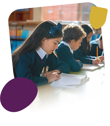 girl and boy pupils studying in class